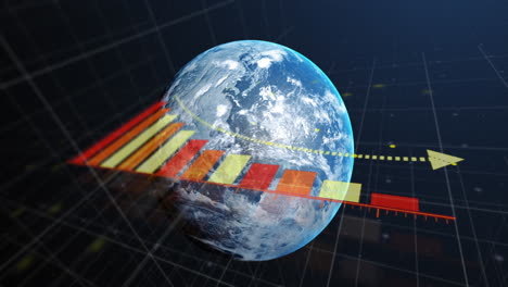 Animation-of-financial-data-processing-over-globe