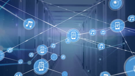 Animation-of-network-of-connections-with-icons-over-computer-servers