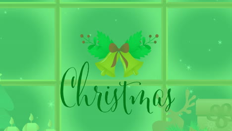 Animación-Del-Banner-De-Texto-Navideño-Contra-La-Vista-De-La-Nieve-Cayendo-Sobre-El-Paisaje-Invernal-Desde-La-Ventana