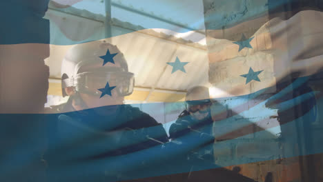 Animation-Der-Flagge-Von-Honduras-über-Verschiedenen-Männlichen-Soldaten