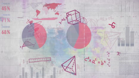 Animation-Von-Mathematischen-Gleichungen-Und-Statistischer-Datenverarbeitung-Vor-Grauem-Hintergrund