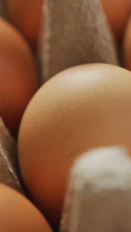 Video-of-close-up-of-brown-eggs-in-egg-carton-background