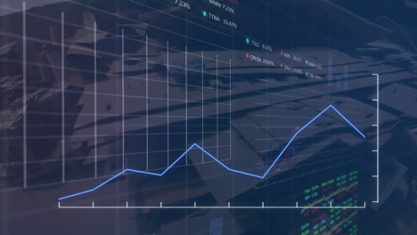 Animation-Der-Statistischen-Und-Börsendatenverarbeitung-Gegen-Schrottplatz