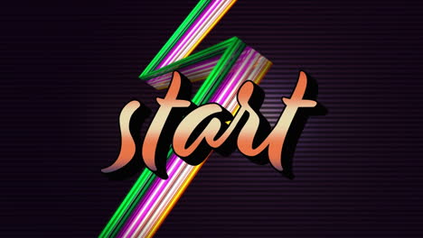 Animation-of-start-text-banner-over-light-trails-against-striped-black-background