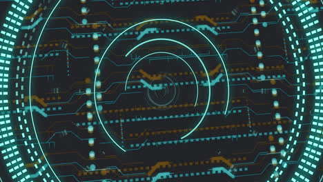 Animation-of-connections-and-data-processing-over-circuit-board