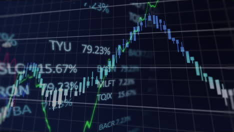 Animación-Del-Procesamiento-De-Datos-Financieros-Y-Bursátiles-Sobre-Fondo-Azul