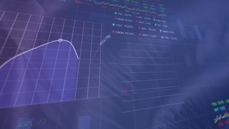 Animation-Der-Statistischen-Und-Börsendatenverarbeitung-Vor-Strukturiertem-Effekt-Auf-Blauem-Hintergrund