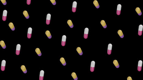 Animation-of-floating-pills-on-black-background