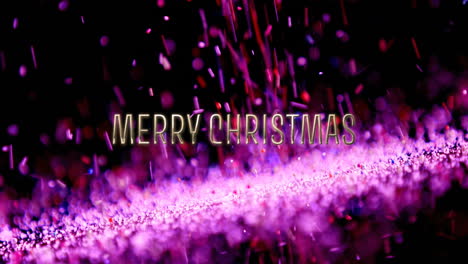 Animation-of-merry-christmas-text-over-pink-particles-falling-on-black-background