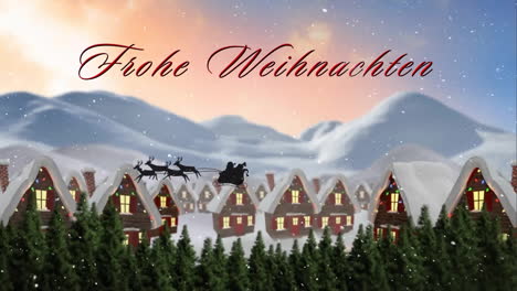 Animation-Eines-Textes-„Frohe-Weihnachten“-über-Fallendem-Schnee-Im-Weihnachtlichen-Winterlandschaftshintergrund