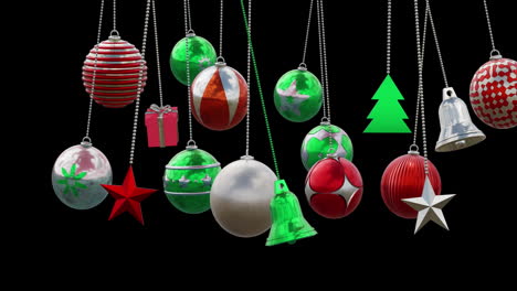 Animation-of-christmas-baubles-decorations-on-black-background