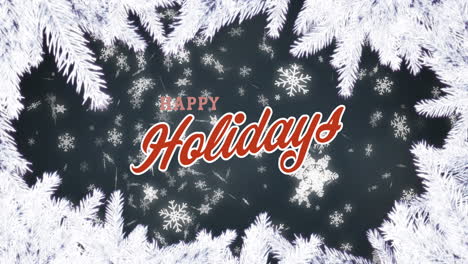 Animation-of-happy-holidays-text-over-snow-falling-background