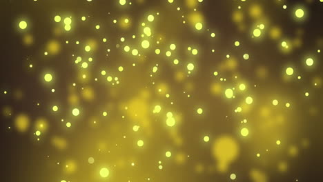 Animation-of-yellow-glowing-spots-falling-on-yellow-background