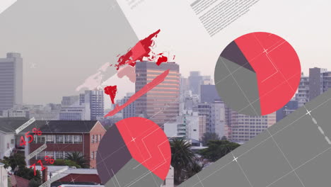 Animation-Der-Infografik-Schnittstelle-über-Dem-Modernen-Stadtbild-Vor-Dem-Himmel