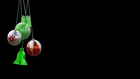 Animation-of-christmas-baubles-on-black-background