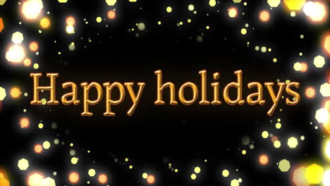 Animation-of-happy-holidays-text-over-spots-of-light-on-black-background