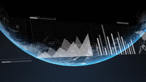 Animation-of-financial-data-processing-over-globe