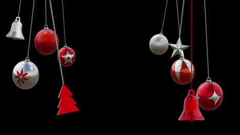 Animation-of-christmas-baubles-decorations-on-black-background