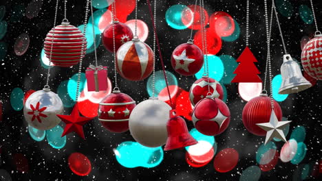 Animation-of-christmas-baubles-decorations-over-black-background