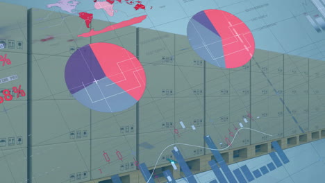 Animation-Der-Infografik-Oberfläche-über-Kartons-Auf-Holzpaletten-Vor-Weißem-Hintergrund