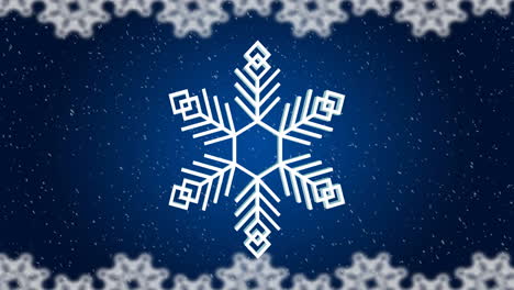 Animation-of-snowflakes-christmas-pattern-on-blue-background