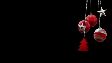 Animation-of-christmas-baubles-decorations-on-black-background