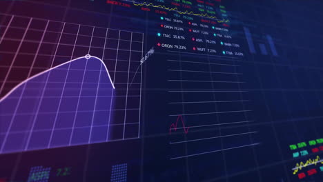 Animation-Von-Diagrammen,-Handelstafeln-Und-Computersprache-Auf-Schwarzem-Hintergrund