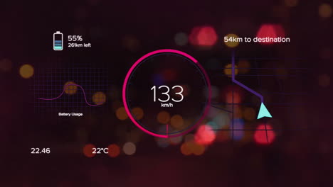 Animation-of-eco-icons-data-processing-over-out-of-focus-city-lights