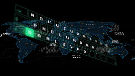 Animation-Der-Datenverarbeitung-über-Der-Weltkarte