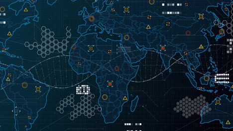 Animación-De-La-Cadena-De-ADN-Sobre-Procesamiento-De-Datos-Y-Mapa-Mundial.