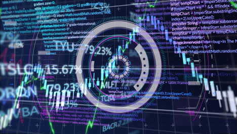 Animation-of-circular-scanner-with-charts-and-processing-data-on-dark-background