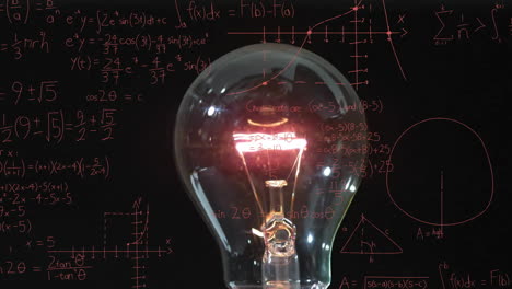 Animation-of-lit-light-bulb-over-mathematical-data-processing