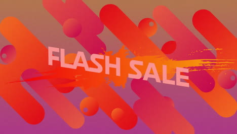 Animation-Von-Bunten-Formen-Und-Flash-Sale-Text-Auf-Violettem-Hintergrund