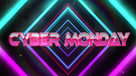 Animation-Des-Cyber-Monday-Textes-Auf-Neon-Hintergrund