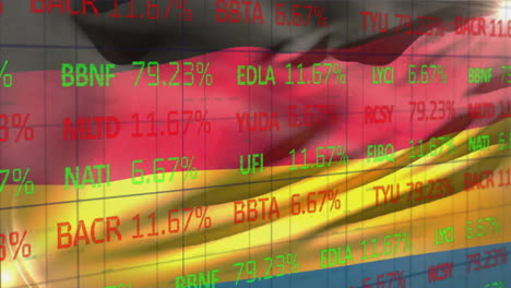 Animation-Der-Börse-über-Der-Flagge-Deutschlands