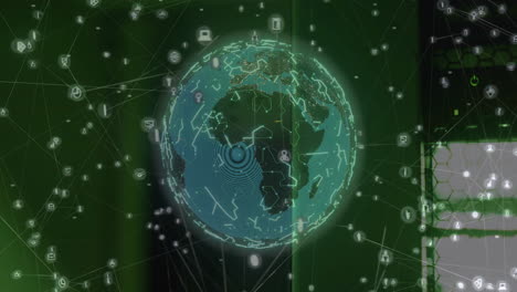 Animation-of-globe-with-connections-over-computer-server