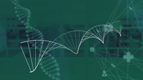 Animación-De-Hebras-De-ADN-Y-Conexiones-Con-Procesamiento-De-Datos-Sobre-Fondo-Oscuro.