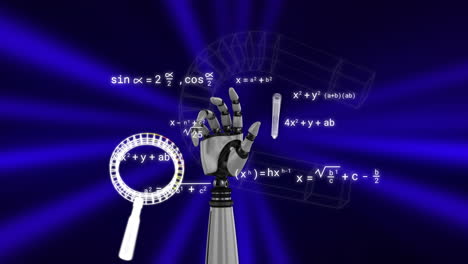 Animation-Der-Wissenschaftlichen-Datenverarbeitung-über-Roboterarm-Und-Lupe