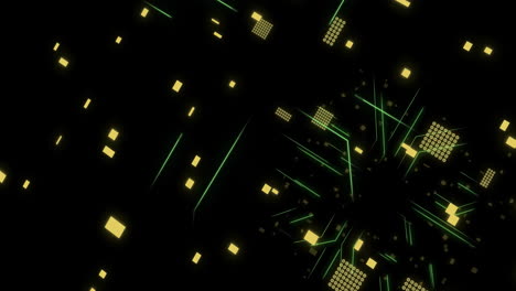 Animation-of-circuit-board-with-data-processing-over-black-background