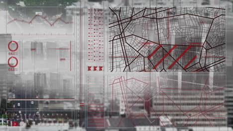 Animación-Del-Procesamiento-De-Datos-Financieros-Sobre-El-Paisaje-Urbano