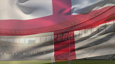 Animación-De-La-Bandera-Ondeante-De-Inglaterra-Sobre-El-Estadio.