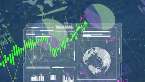 Animation-Der-Verarbeitung-Finanzieller-Daten-über-Raster-Und-Dunklem-Hintergrund