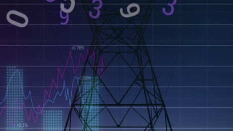 Animación-Del-Procesamiento-De-Datos-Financieros-Sobre-Una-Torre-Eléctrica.