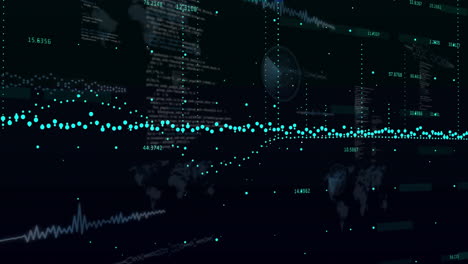 Animation-Von-Statistiken-Und-Datenverarbeitung-Auf-Dunklem-Hintergrund