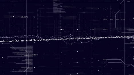 Animation-Der-Finanzdatenverarbeitung-über-Raster-Auf-Dunklem-Hintergrund