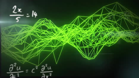 Animación-De-Ecuaciones-Matemáticas-Sobre-Red-De-Conexiones-Sobre-Fondo-Negro