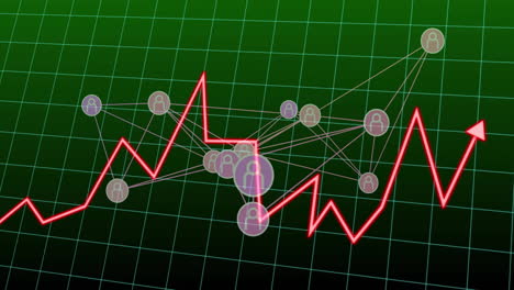 Animación-Del-Procesamiento-De-Datos-Financieros-Y-Red-De-Conexiones-Sobre-Fondo-Verde