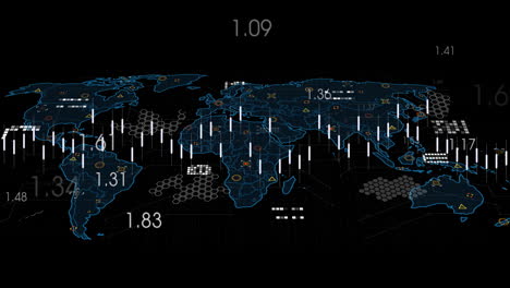 Animation-of-financial-data-processing-over-world-map