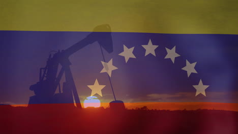 Animation-of-oil-rig-and-flag-of-venezuela