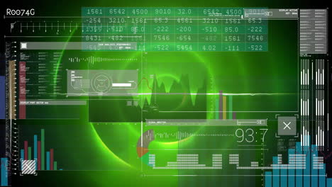 Animación-Del-Procesamiento-De-Datos-Financieros-Sobre-Círculos-Verdes-Brillantes